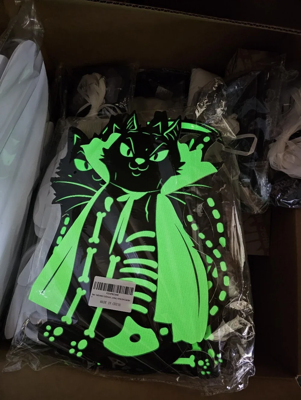 New 6Pcs Black Cat Halloween Decor Outdoor Glow in The Dark
